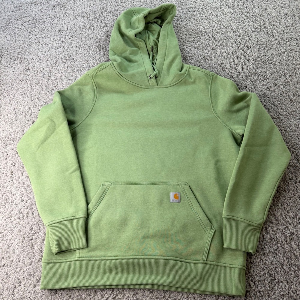 Carhartt Women Relaxed Fit Hoodie Green Fleece Sweatshirt Large 12-14